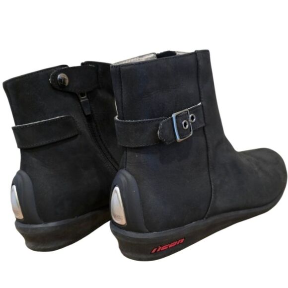 Icon Sacred Short Boots Motorcycle Riding Black Womens Size 9.5 Leather Moto Zip - Picture 4 of 9